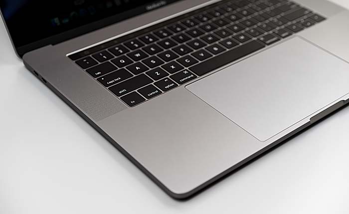 15" MacBook Pro keyboard and trackpad