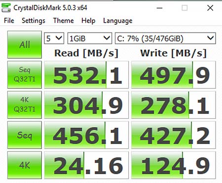 LG Gram 15 SSD benchmark